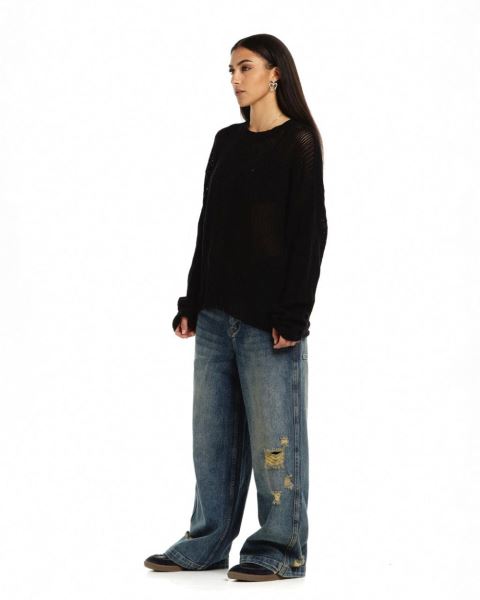 Cold Culture Cold Open Knitwear Black | 64813-RPHK