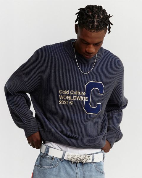 Cold Culture Cold University Knitwear Dark Blue | 62039-VENC