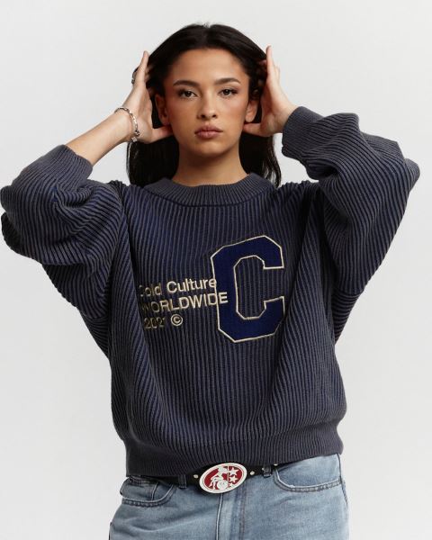 Cold Culture Cold University Knitwear Dark Blue | 62039-VENC