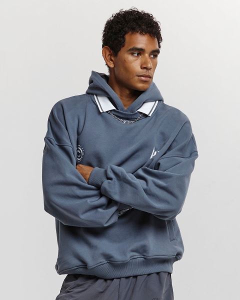 Cold Culture College Team Hoodie Dark Blue | 27386-KMAS