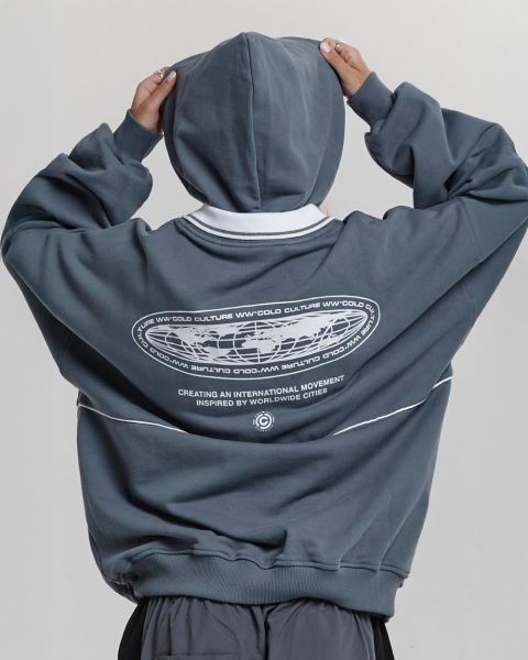 Cold Culture College Team Hoodie Dark Blue | 27386-KMAS