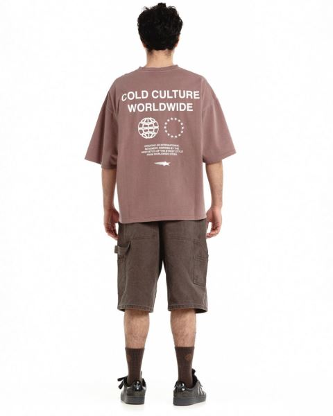 Cold Culture Community T Shirt Grey Purple | 09567-DETA