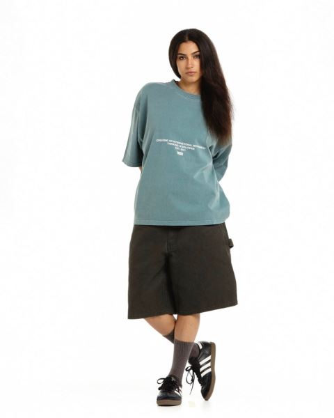 Cold Culture Continents T Shirt Grey Green | 60738-SVDI