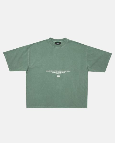 Cold Culture Continents T Shirt Grey Green | 60738-SVDI