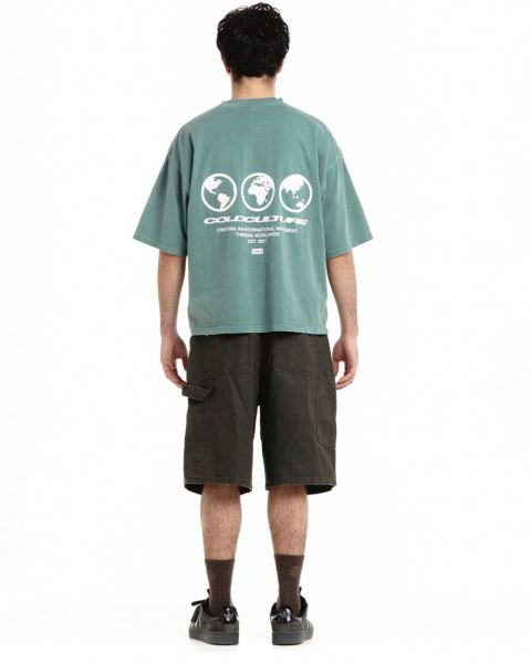Cold Culture Continents T Shirt Grey Green | 60738-SVDI