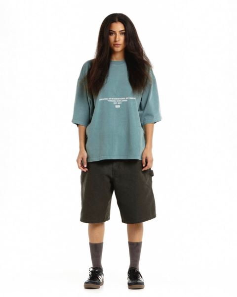 Cold Culture Continents T Shirt Grey Green | 60738-SVDI