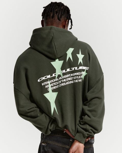 Cold Culture Cosmos Arc Hoodie Dark Green | 04672-AITL