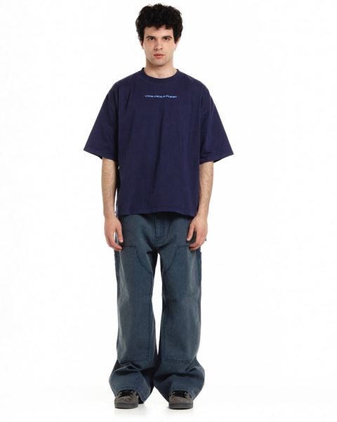 Cold Culture Demon Face T Shirt Deep Blue | 76043-QEMR