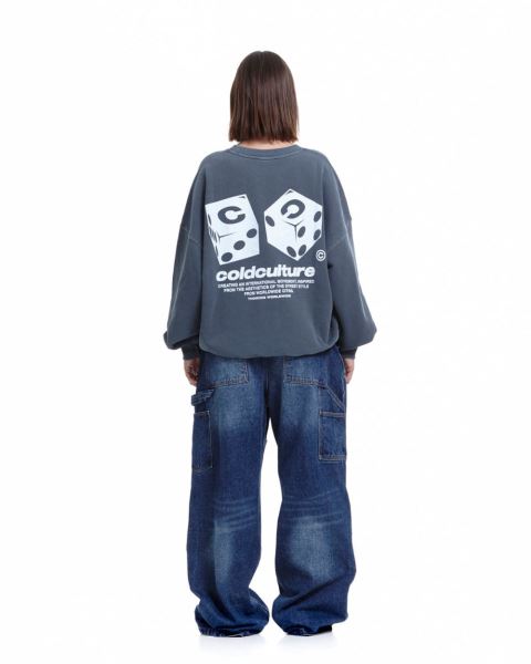 Cold Culture Dice Crewneck Sweatshirts Blue | 91672-EASX