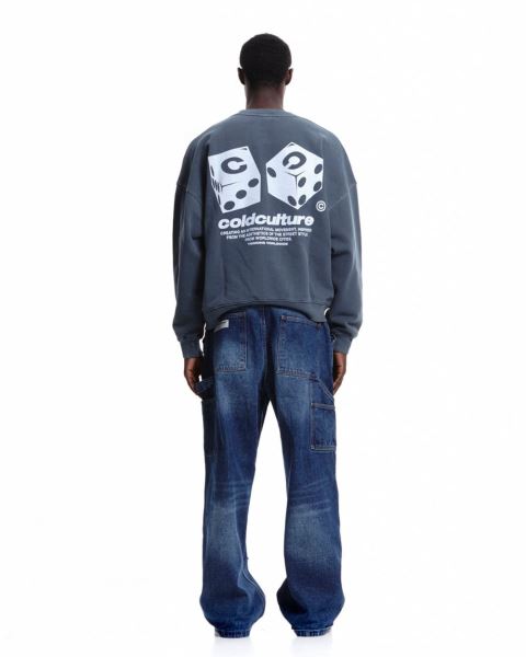 Cold Culture Dice Crewneck Sweatshirts Blue | 91672-EASX