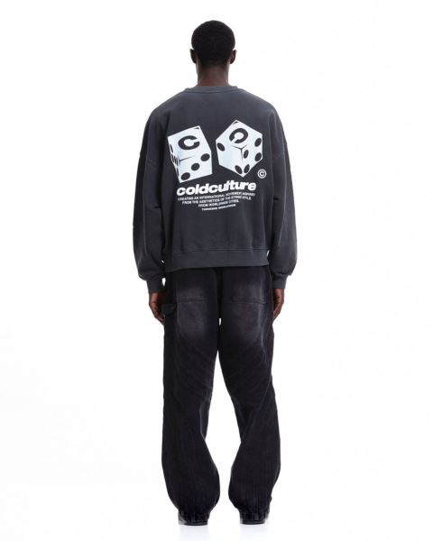 Cold Culture Dice Crewneck Sweatshirts Black | 21364-UGTH