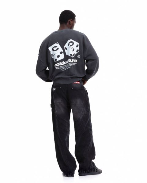Cold Culture Dice Crewneck Sweatshirts Black | 21364-UGTH