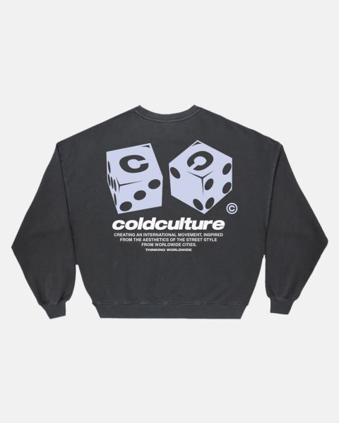 Cold Culture Dice Crewneck Sweatshirts Black | 21364-UGTH