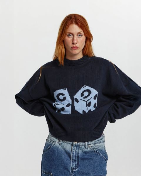 Cold Culture Dice Knitwear Blue | 74059-YTCV