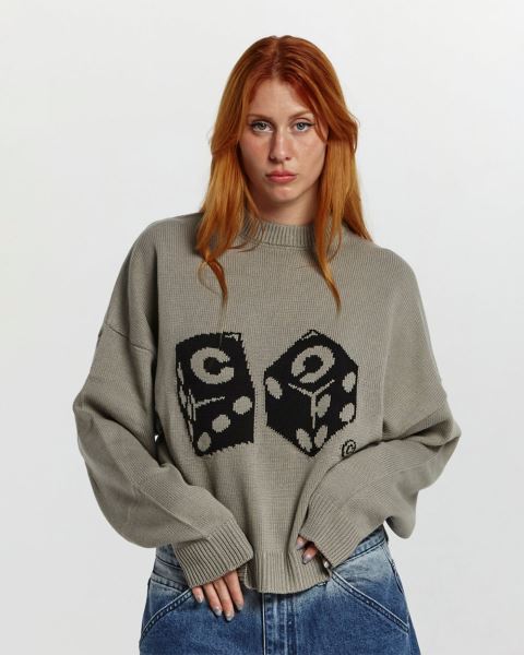 Cold Culture Dice Knitwear Grey | 64728-WSNI