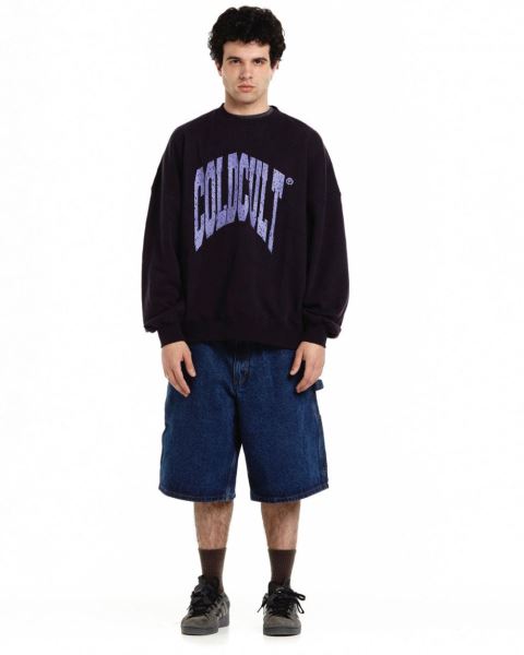 Cold Culture Disorted Crewneck Sweatshirts Purple | 71283-QLWV