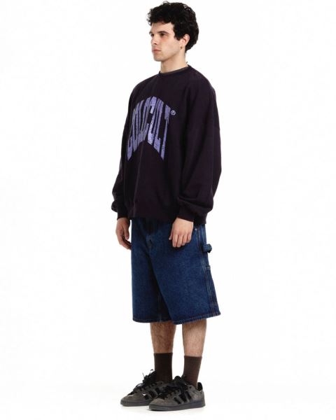 Cold Culture Disorted Crewneck Sweatshirts Purple | 71283-QLWV