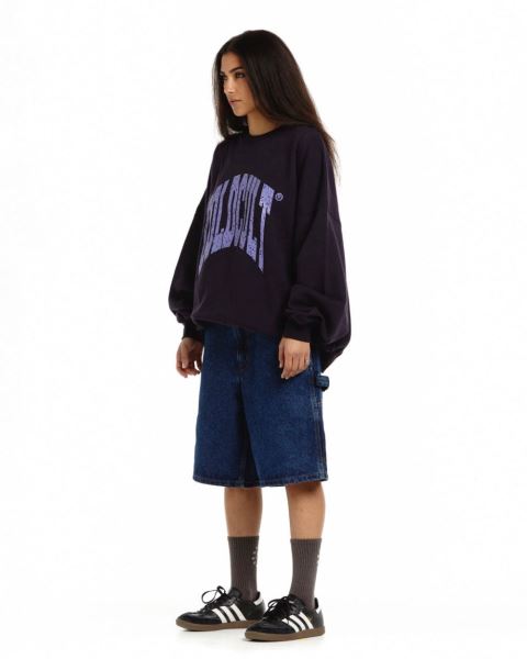 Cold Culture Disorted Crewneck Sweatshirts Purple | 71283-QLWV