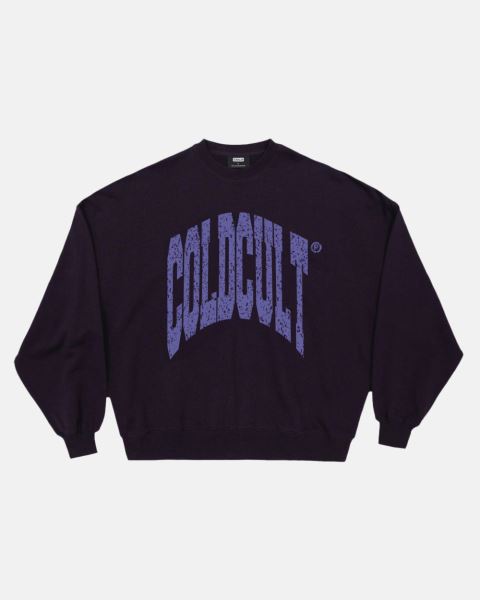 Cold Culture Disorted Crewneck Sweatshirts Purple | 71283-QLWV