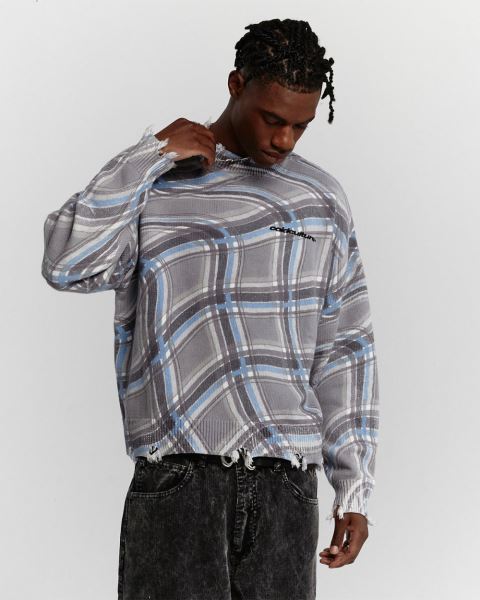 Cold Culture Dist Diamonds Knitwear Grey / Blue | 35294-UAEQ