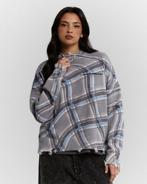Cold Culture Dist Diamonds Knitwear Grey / Blue | 35294-UAEQ