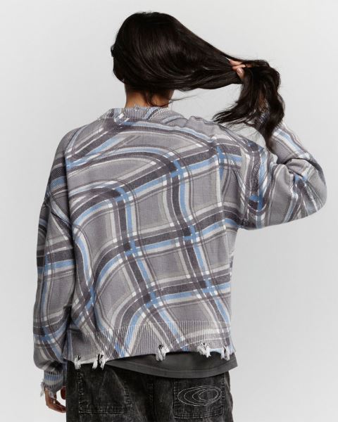 Cold Culture Dist Diamonds Knitwear Grey / Blue | 35294-UAEQ