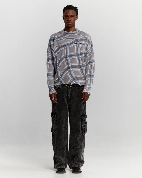 Cold Culture Dist Diamonds Knitwear Grey / Blue | 35294-UAEQ