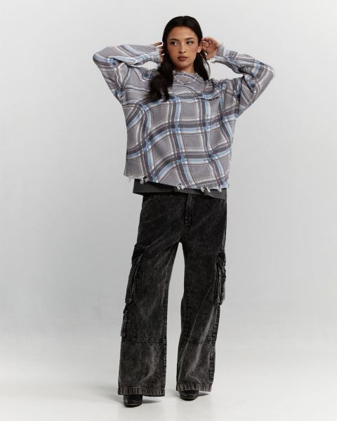 Cold Culture Dist Diamonds Knitwear Grey / Blue | 35294-UAEQ