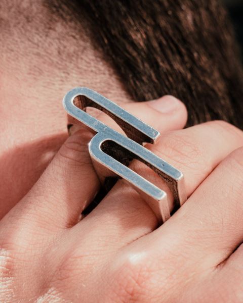 Cold Culture Double C Ring Jewelry Silver Yellow | 06729-NHAI