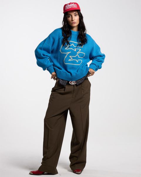 Cold Culture Double C Stars Knitwear Blue | 53019-BYSD
