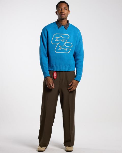 Cold Culture Double C Stars Knitwear Blue | 53019-BYSD