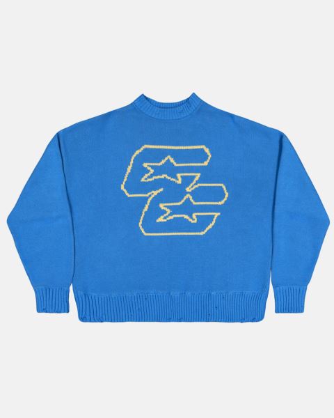 Cold Culture Double C Stars Knitwear Blue | 53019-BYSD