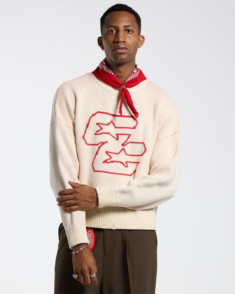 Cold Culture Double C Stars Knitwear White | 18742-PEXD