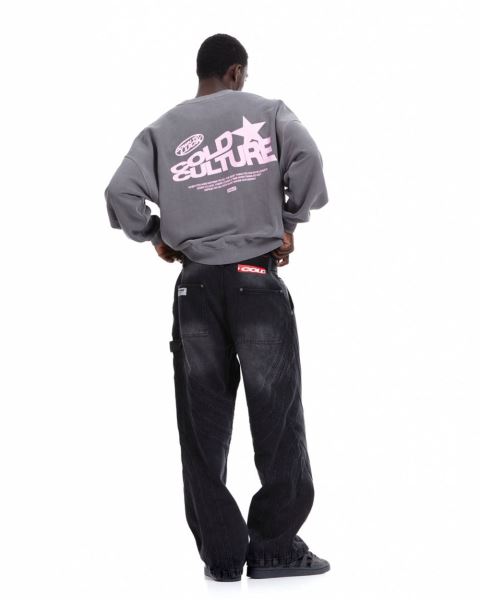 Cold Culture Down To Luck Crewneck Sweatshirts Grey | 41756-OWFS