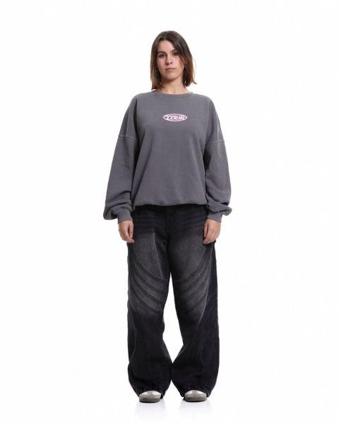 Cold Culture Down To Luck Crewneck Sweatshirts Grey | 41756-OWFS