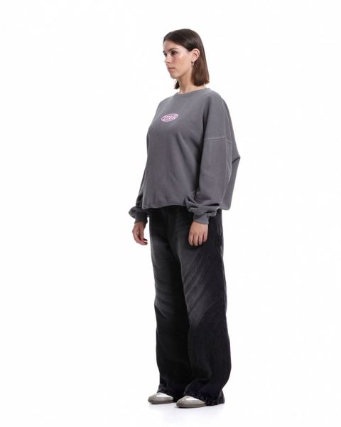 Cold Culture Down To Luck Crewneck Sweatshirts Grey | 41756-OWFS