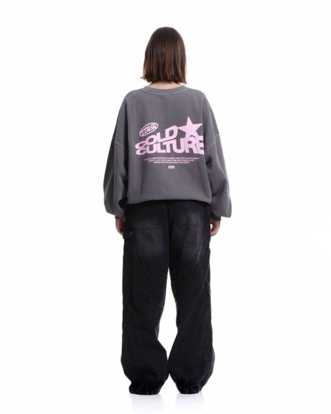 Cold Culture Down To Luck Crewneck Sweatshirts Grey | 41756-OWFS