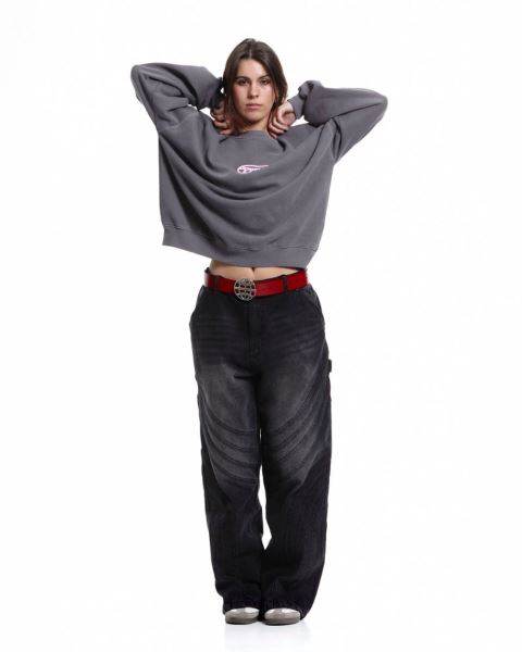 Cold Culture Down To Luck Crewneck Sweatshirts Grey | 41756-OWFS