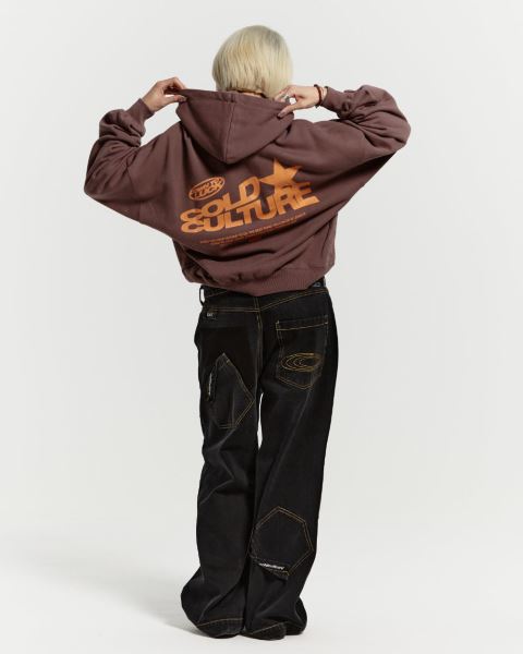 Cold Culture Down To Luck Hoodie Dark Brown | 13986-MIUJ