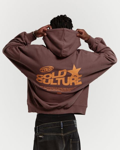 Cold Culture Down To Luck Hoodie Dark Brown | 13986-MIUJ