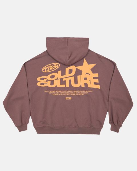 Cold Culture Down To Luck Hoodie Dark Brown | 13986-MIUJ