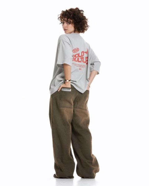 Cold Culture Down To Luck T Shirt Grey | 28643-TZGM