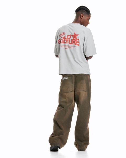 Cold Culture Down To Luck T Shirt Grey | 28643-TZGM