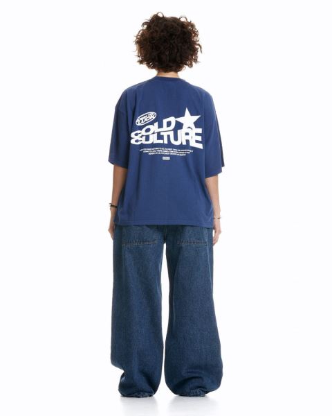 Cold Culture Down To Luck T Shirt Light Blue | 14637-CAKZ