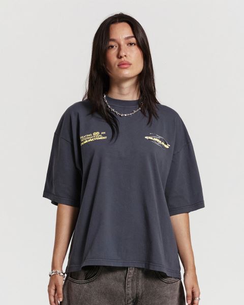 Cold Culture Dynamic T Shirt Dark Blue | 65137-QTIN