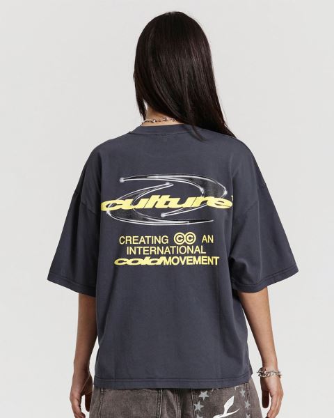 Cold Culture Dynamic T Shirt Dark Blue | 65137-QTIN
