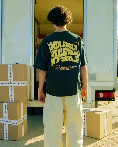 Cold Culture Endlessly T Shirt Green | 70916-GMXA