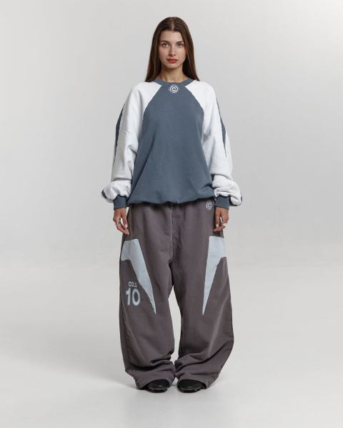 Cold Culture Equipment Crewneck Sweatshirts Dark Blue / White | 01257-RWBU