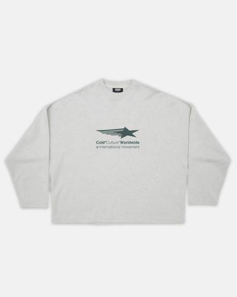 Cold Culture Falling Star Crewneck Sweatshirts Light Grey | 42758-VXOP