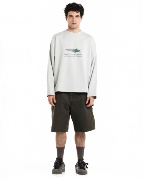 Cold Culture Falling Star Crewneck Sweatshirts Light Grey | 42758-VXOP